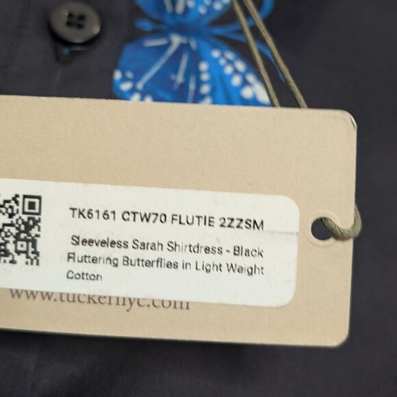 Tucker Sleeveless Sarah Shirtdress Black Fluttering Butterflies Print - Picture 5 of 8